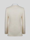 Cream White Satin Peak-Lapel Double-Breasted Tuxedo Jacket 09