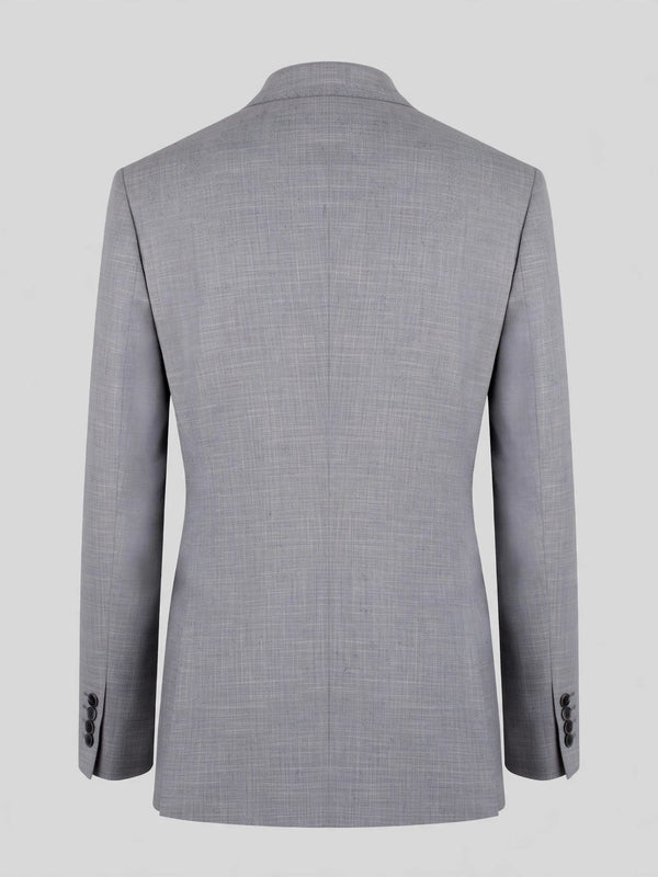 Pearl Grey Check Single-Button Peak-Lapel Suit Jacket 09