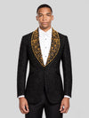 Onyx Gold Pearl-Floral Shawl-Collar Tuxedo Jacket 03