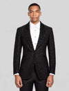 Onyx Jet Floral Shawl-Collar Tuxedo Jacket 03