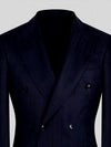 Deep Midnight Navy Pinstripe Six-Button Peak-Lapel Double-Breasted Suit Jacket 08