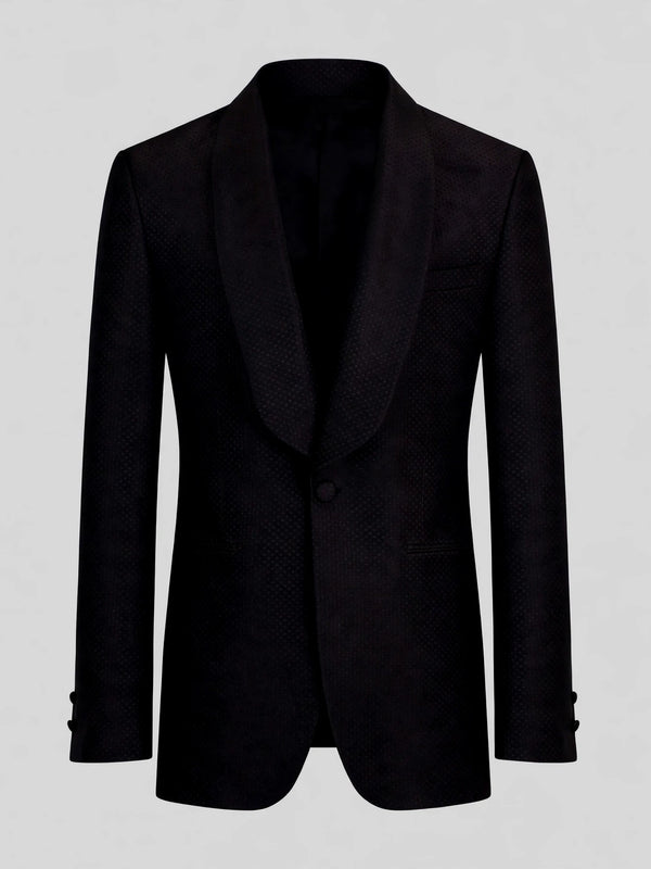 Onyx Diamond-Texture Shawl-Collar Tuxedo Jacket 07
