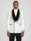 Ivory Silver Crystal Velvet Shawl-Collar Double-Breasted Tuxedo Jacket - cover