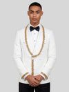 Ivory Gold Crystal-Trim Shawl-Collar Double-Breasted Tuxedo Jacket 02
