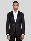 Onyx Jet Lace-Motif Peak-Lapel Tuxedo Jacket 01