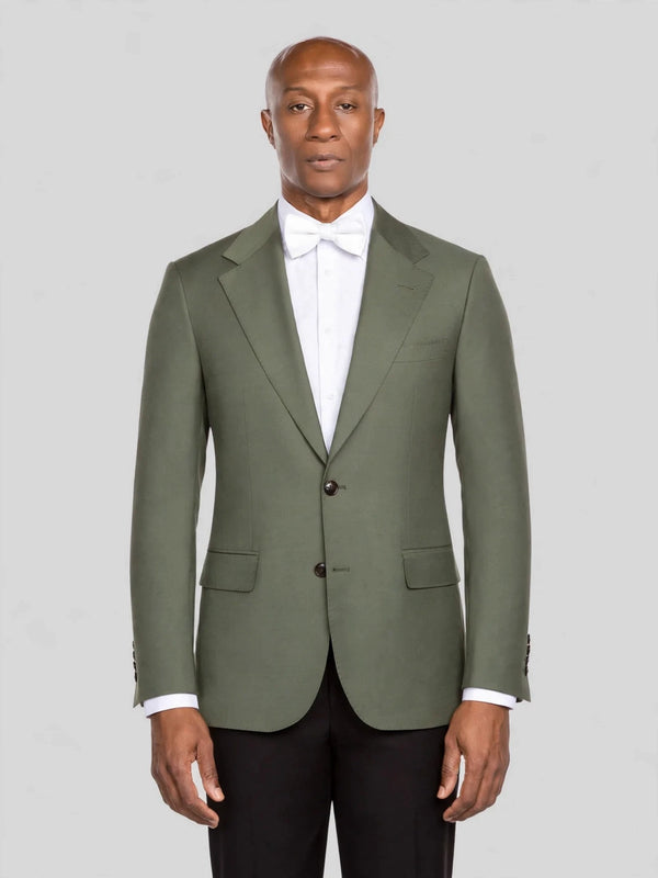 Sage Olive Two-Button Notch-Lapel Suit Jacket - cover