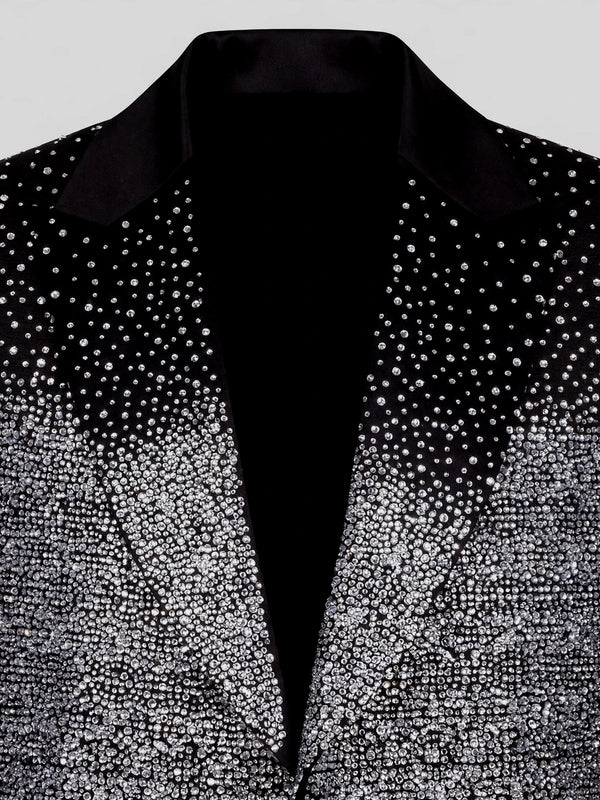 Onyx Silver Crystal Gradient Peak-Lapel Tuxedo Jacket 08