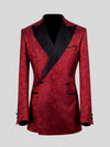 Crimson Paisley-Jacquard Satin Peak-Lapel Two-Button Double-Breasted Tuxedo Jacket 07