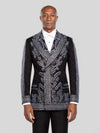 Onyx Silver Fern Crystal Peak-Lapel Double-Breasted Tuxedo Jacket - cover