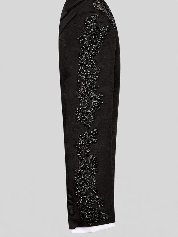 Onyx Jet Crystal Cascade Double-Breasted Tuxedo Jacket 10