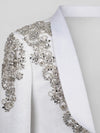 Ivory Silver Crystal Floral Diagonal Shawl-Collar Tuxedo Jacket 08