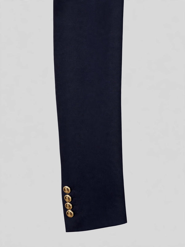 Midnight Navy Gold-Button Slant-Flap Peak-Lapel Double-Breasted Suit Jacket 10