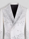 Ivory Silver Crystal Drip Peak-Lapel Double-Breasted Tuxedo Jacket 08