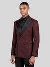 Burgundy Black Houndstooth Satin Peak-Lapel Double-Breasted Tuxedo Jacket 06