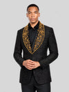 Onyx Gold Pearl-Floral Shawl-Collar Tuxedo Jacket 04