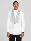 Ivory Crystal-Mesh Shawl-Collar Double-Breasted Tuxedo Jacket - cover