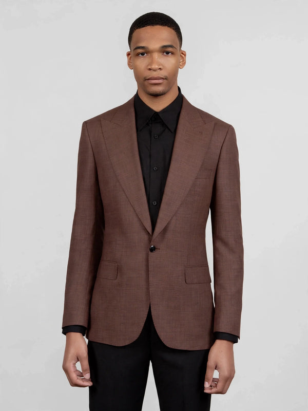 Chestnut Brown Single-Button Notch-Lapel Suit Jacket 04