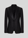Onyx Grain-Textured Wide Shawl-Collar Tuxedo Jacket 07
