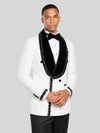 Ivory Jet-Leaf Velvet Shawl-Collar Double-Breasted Tuxedo Jacket 02