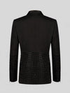 Onyx Jet Beaded-Grid Peak-Lapel Double-Breasted Tuxedo Jacket 09