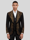Onyx Gold Crystal Diamond-Lattice Peak-Lapel Tuxedo Jacket 01