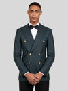 Slate Teal Gold-Button Slant-Flap Peak-Lapel Double-Breasted Suit Jacket 02