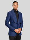 Royal Sapphire Diamond-Textured Shawl-Collar Tuxedo Jacket 06