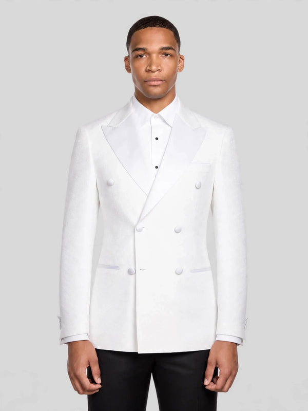 Ivory Satin Peak-Lapel Double-Breasted Tuxedo Jacket 01