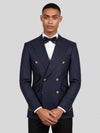 Midnight Navy Gold-Button Slant-Flap Peak-Lapel Double-Breasted Suit Jacket 02