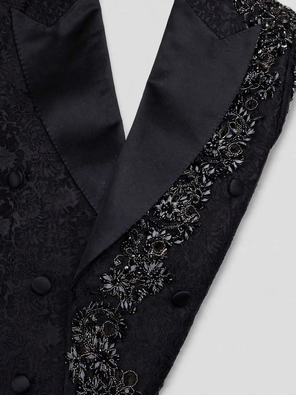 Onyx Silver Jet Diagonal Peak-Lapel Double-Breasted Tuxedo Jacket 08