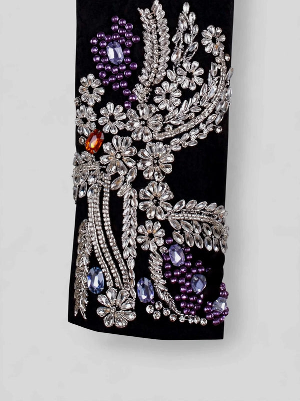 Onyx Silver Gem-Floral Shawl-Collar Tuxedo Jacket 10