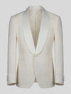 Cream Fine-Grain Satin Shawl-Collar Tuxedo Jacket 07