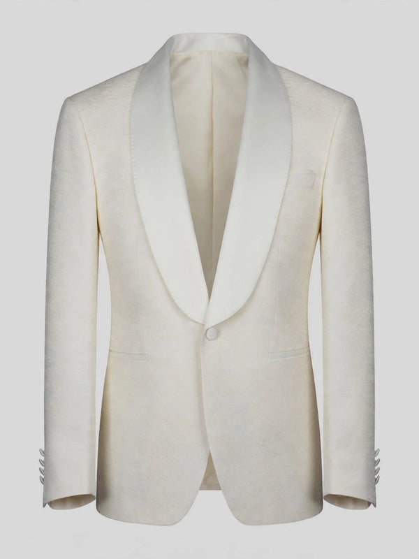 Cream Fine-Grain Satin Shawl-Collar Tuxedo Jacket 07