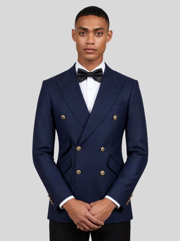 Royal Navy Gold-Button Slant-Flap Peak-Lapel Double-Breasted Suit Jacket 02