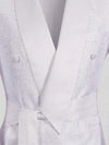 Snow White Micro-Dot Satin Shawl-Collar Belted Double-Breasted Tuxedo Jacket 08