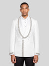 Ivory Silver Crystal-Trim Shawl-Collar Double-Breasted Tuxedo Jacket 01