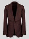 Chocolate Brown Diamond-Texture Shawl-Collar Tuxedo Jacket 07