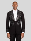 Onyx Silver Crystal Paisley-Swirl Peak-Lapel Tuxedo Jacket - cover