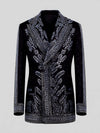 Onyx Silver Fern Crystal Peak-Lapel Double-Breasted Tuxedo Jacket 07