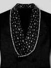 Onyx Silver Crystal-Scatter Beaded Shawl-Collar Double-Breasted Tuxedo Jacket 08