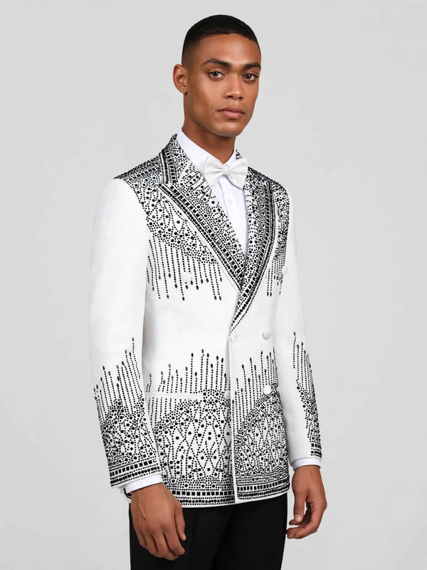 Ivory Jet Crystal Cascade Peak-Lapel Double-Breasted Tuxedo Jacket 03