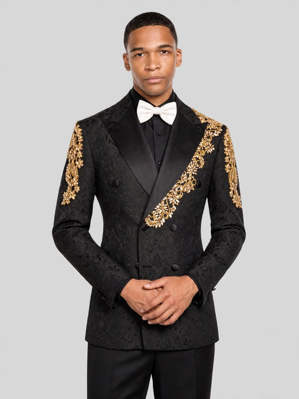 Onyx Gold Double-Breasted Tuxedo Jacket 05