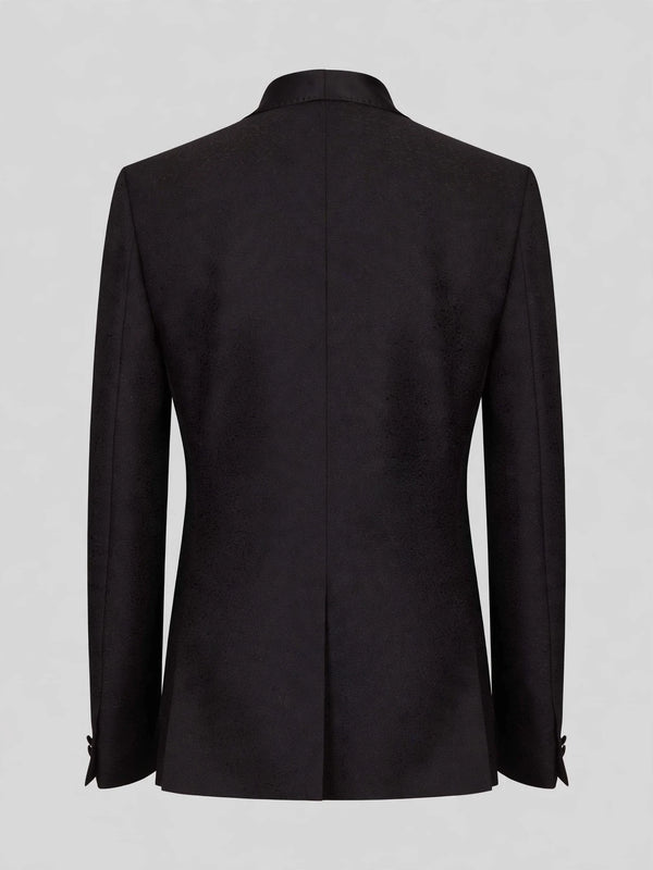 Onyx Grain-Textured Wide Shawl-Collar Tuxedo Jacket 09