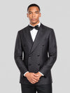 Charcoal Shadow-Stripe Six-Button Peak-Lapel Double-Breasted Suit Jacket 02
