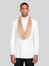 Ivory Gold Crystal-Mesh Shawl-Collar Double-Breasted Tuxedo Jacket 01