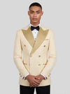 Champagne Paisley-Jacquard Gold Satin Peak-Lapel Six-Button Double-Breasted Tuxedo Jacket 02