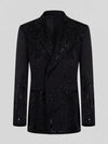 Onyx Jet Beaded Drip Peak-Lapel Double-Breasted Tuxedo Jacket 07