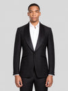 Onyx Grain-Textured Wide Shawl-Collar Tuxedo Jacket 01