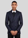Midnight Navy Pinstripe Six-Button Peak-Lapel Double-Breasted Suit Jacket 05