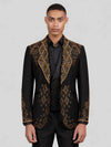 Onyx Gold Crystal Diamond-Lattice Peak-Lapel Tuxedo Jacket 04